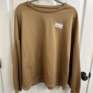Women Oversized Crewneck Sweater in Camel